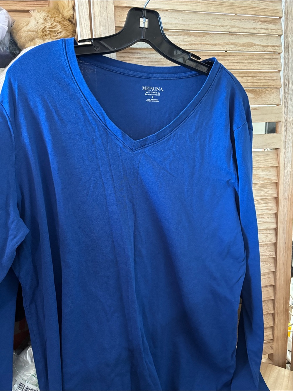 Merona Royal Blue V-Neck Long Sleeve Top 2 2X